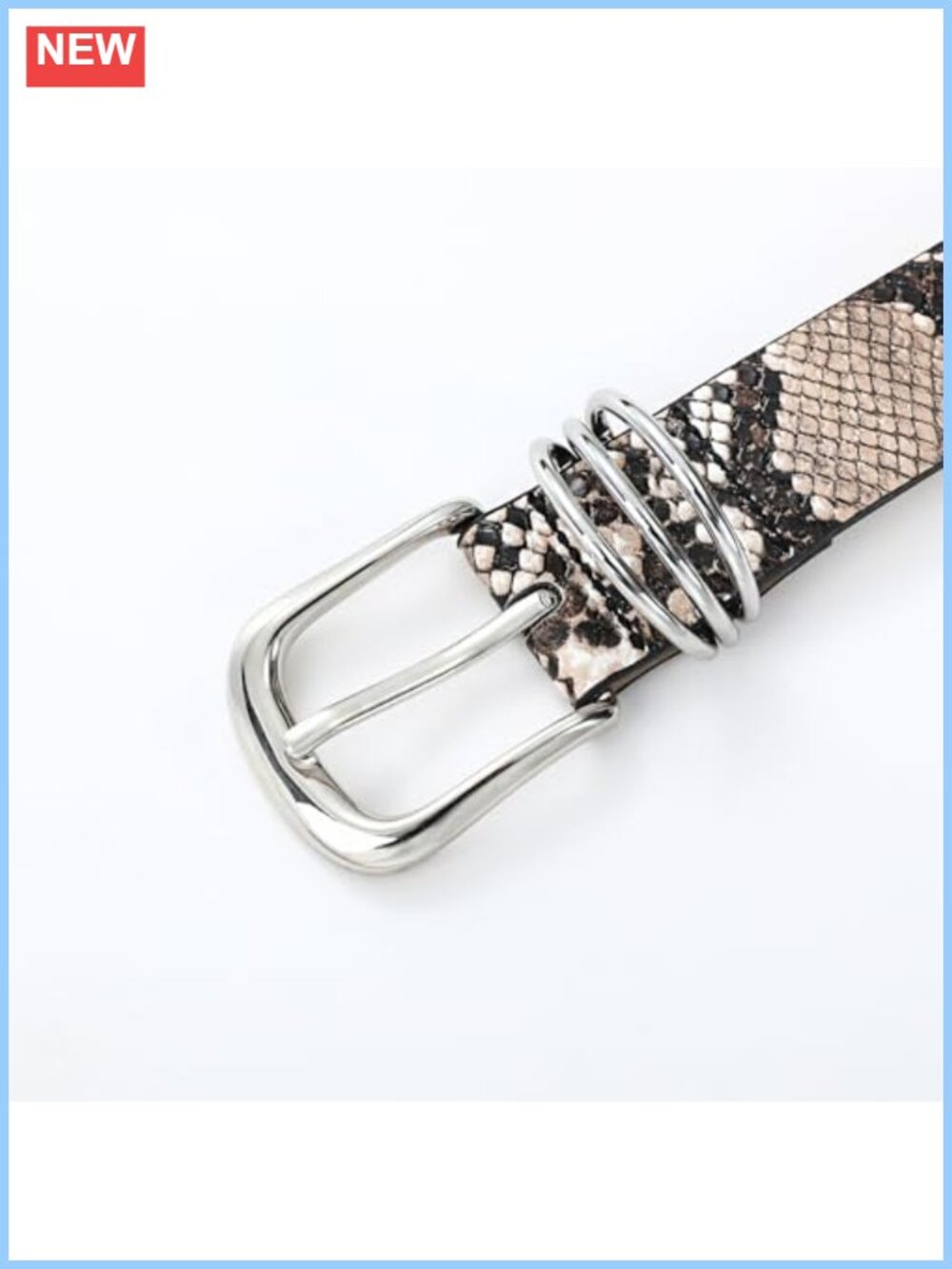 Snake Print Leather Belt Gold Buckle Women's Fashion Waist Belt - Picture 4 of 6